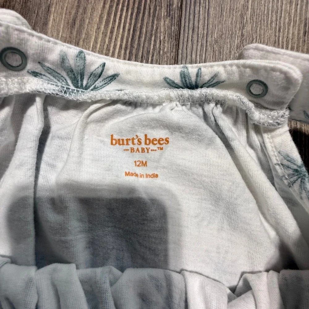 Burts Bees Baby Romper White Floral Cottagecore